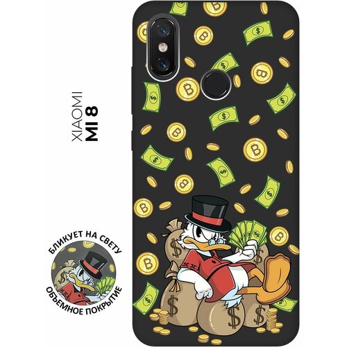 Матовый чехол Rich Scrooge для Xiaomi Mi 8 / Сяоми Ми 8 с 3D эффектом черный матовый чехол rich scrooge для xiaomi mi 9 сяоми ми 9 с 3d эффектом черный