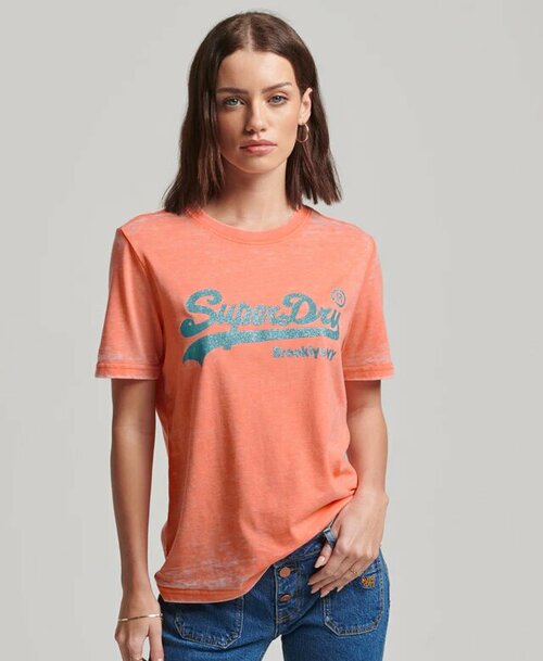 Футболка Superdry, размер 12, коралловый, красный