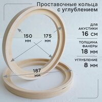 Проставочные кольца универсальные с потаем для динамиков (акустики) 16-16.5 м.