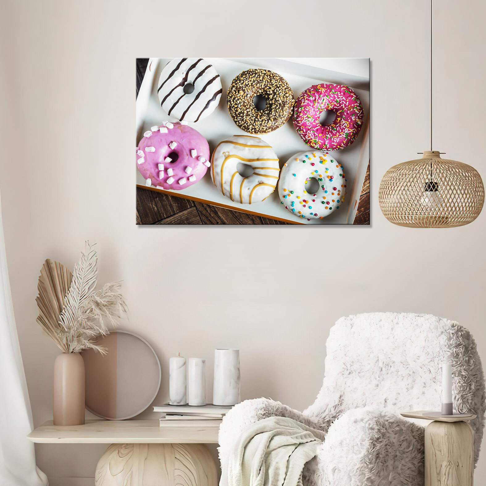 Картина/Картина на холсте для интерьера/Картина на стену/Картина для кухни/ - Пончики в коробке 20х30