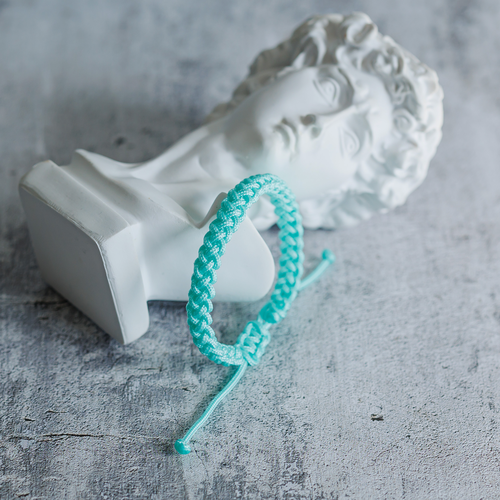 фото Плетеный браслет, 1 шт., размер one size, бирюзовый нет бренда