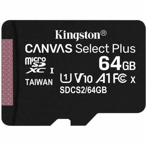 Флеш карта microSDHC 64GB microSDXC Class10 Kingston (SDCS2/64GB) Class10 UHS-I Canvas Select up to 100MB/s с адапт.