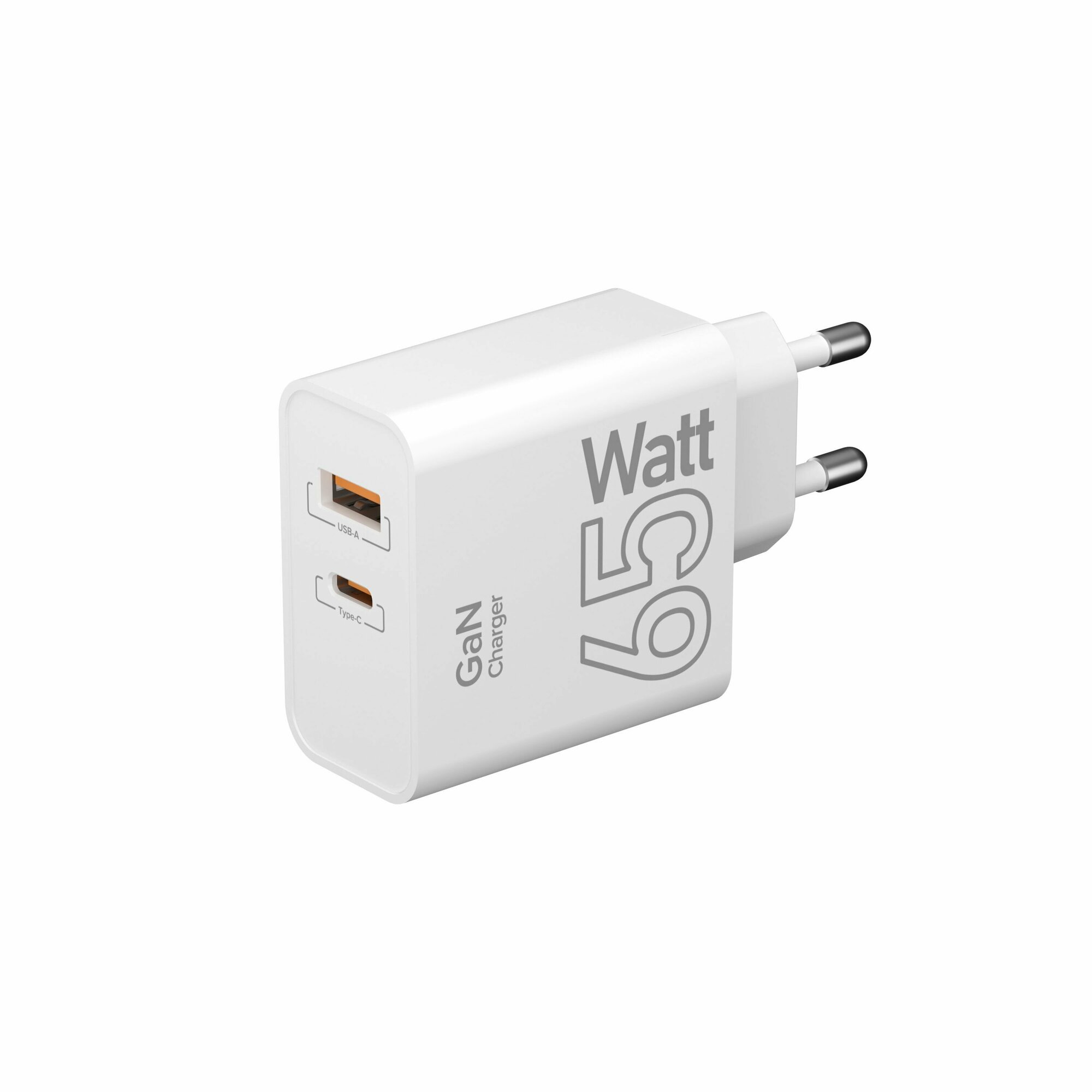 Зарядное устройство сетевое Lyambda 65Вт GaN c 2-мя выходами (USB-C PD65W + USB-A QC 18W) - фото №1