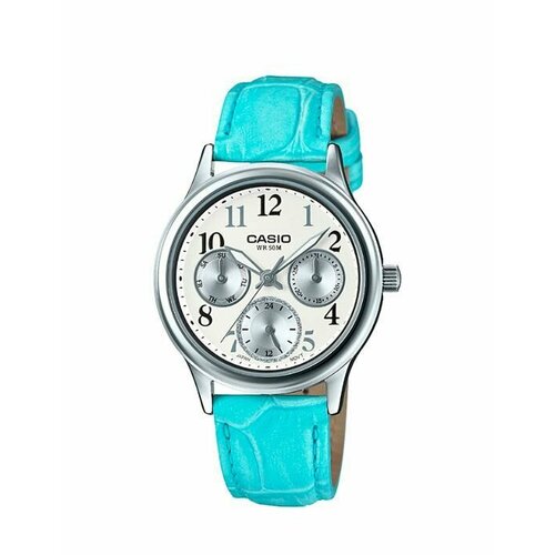 фото Наручные часы casio, серебряный, голубой