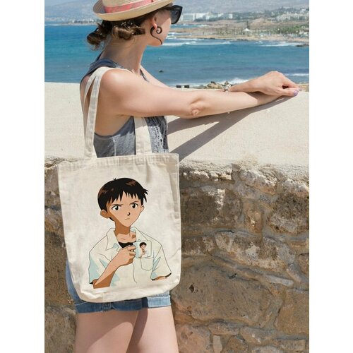 фото Сумка шоппер , фактура плетеная, белый kotofoto76