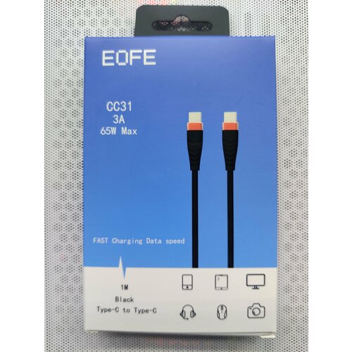 Кабель USB(C-C) EOFE CC31 зарядка и передача данных нейлон 65W черный