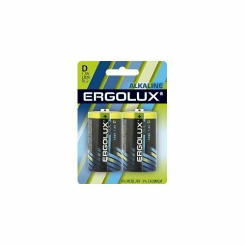 Батарейка Э/п Ergolux LR20/373 BL2, 2 шт. батарейка э п duracell lr14 343 bl2 2 шт