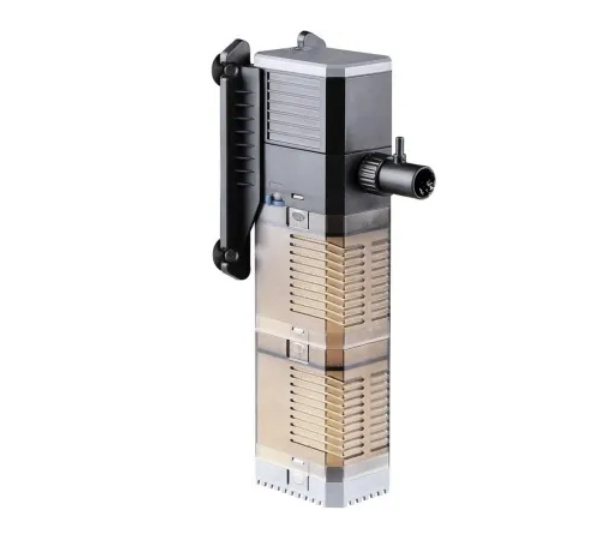 фото Фильтр внутренний с регулятором потока, 25W (1500л/ч, акв. до 400л) керамическая ось, 2 картриджа губка ,50Hz, h=1,8м, перех. шл. 13/16/20мм)