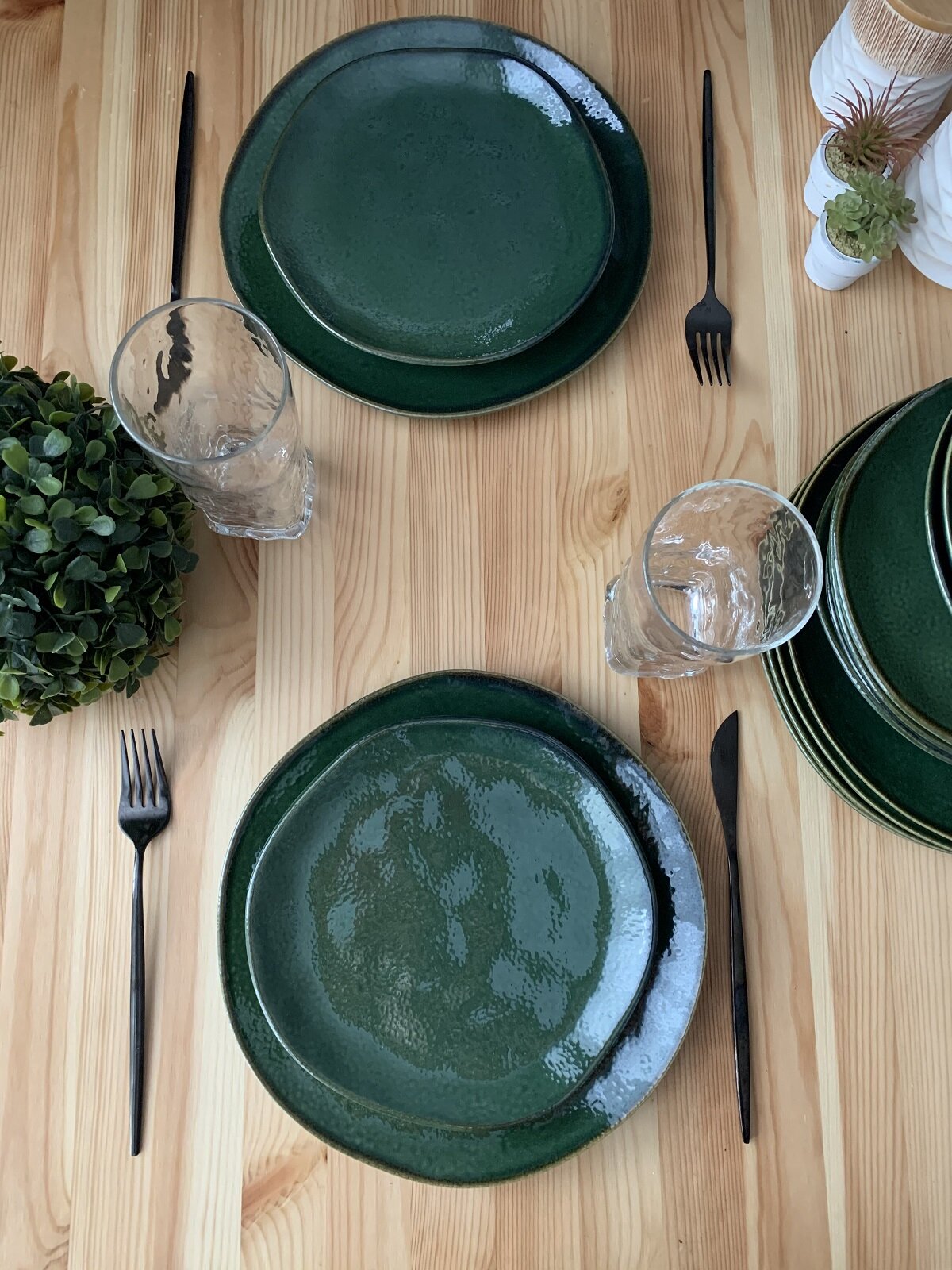 Набор столовой посуды "Органик" на 6 персон (18 предметов), цвет зеленый космос