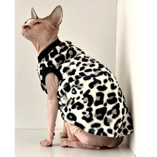 Толстовка, свитер, шуба для кошек сфинкс, размер 30 (длина спины 30см), цвет леопардовый/ Одежда для кошек сфинкс / одежда для животных