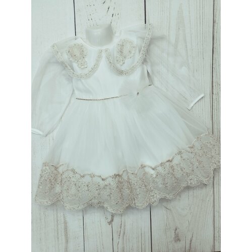 фото Платье-пачка мой ангелок, хлопок, нарядное, однотонное, размер 110, белый