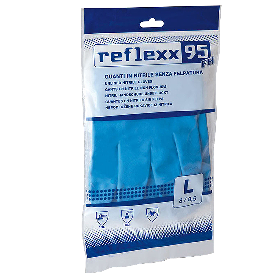 Reflexx | Многоразовые защитные перчатки нитриловые 33 см. Размер-L. 44 гр. Толщина 022 мм.