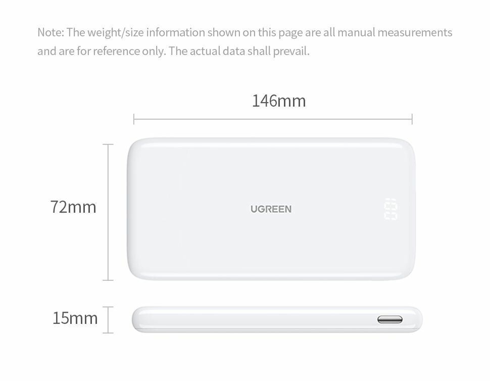 Аккумулятор внешний UGREEN 80700_ 10000mAh Ultra Slim 20W, белый - фото №11