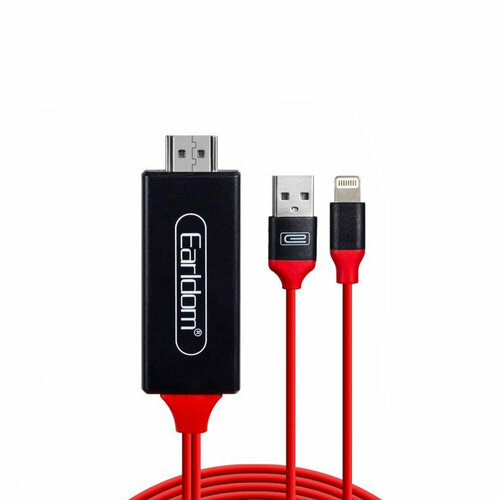 Кабель HDMI Earldom ET-W5 HDTV для смартфона Apple iPhone 4K HD, черный переходник адаптер earldom et w19 hdmi type c 4k серебро