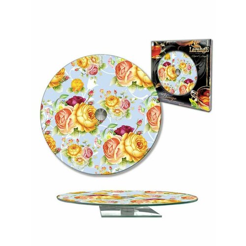 Тортовница вращающаяся стеклянная d28см чайные розы