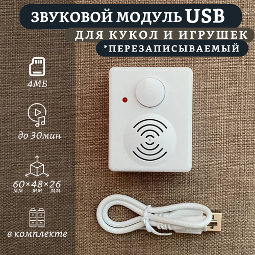 фото Звуковой модуль для кукол и мягких игрушек перезаписываемый usb