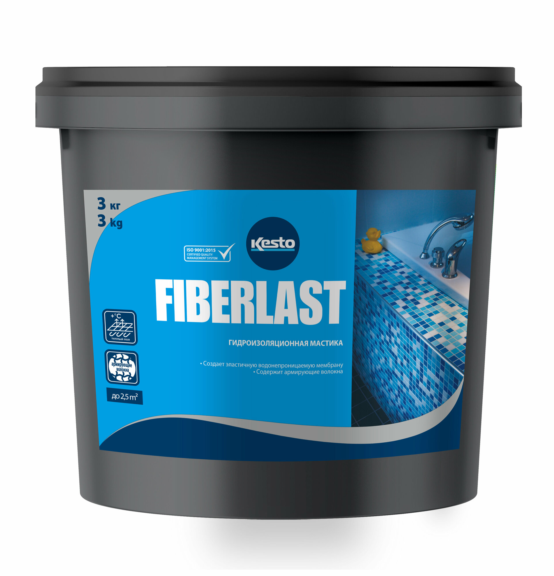 Гидроизоляционная мастика Kesto Fiberlast, 3 кг.