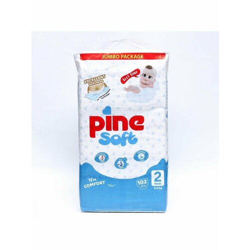 Подгузники детские Pine Soft 2 S Mini 3-6 кг, 102 шт