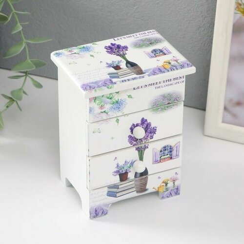 Шкатулка дерево 3 ящика Ваза с лавандой 65х9х12 см 1290₽