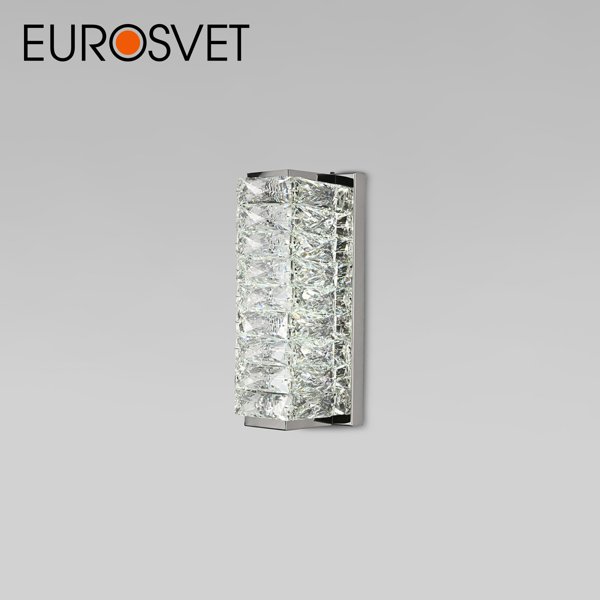 Бра / Настенный светодиодный светильник Eurosvet Blitz 40259 LED, 6000 К, цвет хром / прозрачный хрусталь Strotskis