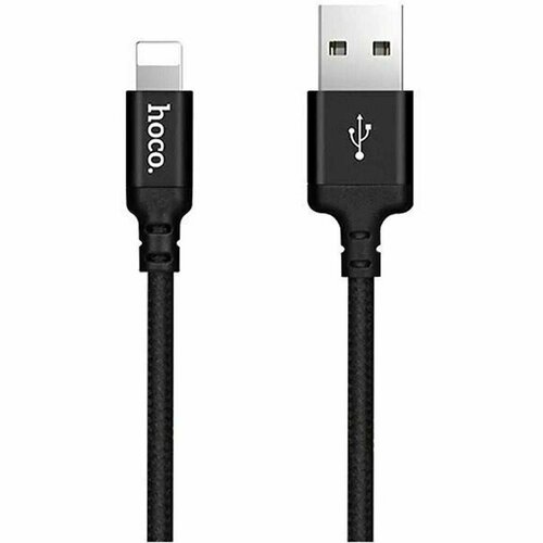 Кабель USB Lightning Hoco X14, 2A, оплетка нейлон, 2 м, цвет черный, 1 шт cable кабель usb hoco x45 surplus для lightning 2 4а длина 1 0м черный