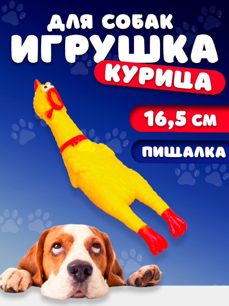 Игрушка для животных собак /резиновая игрушка для собак / пищащая курица /орущая курица 16,5 см