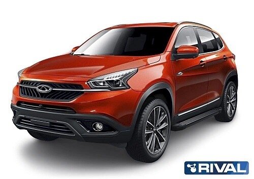 Порог-площадка "Black" F180ALB, крепеж, RIVAL, для Chery Tiggo 8 Pro 2021-, (арт. F180ALB.0905.2)