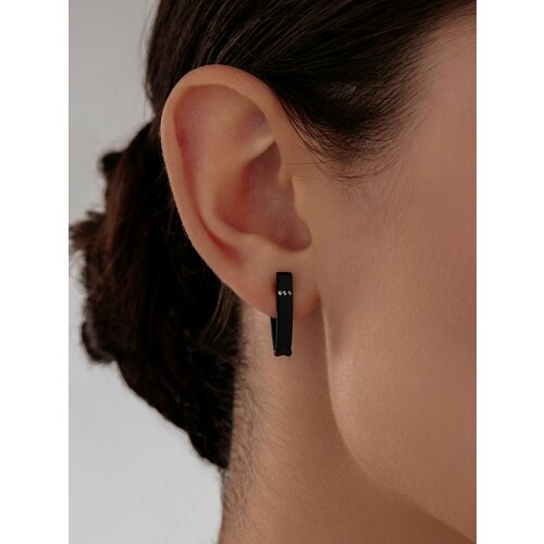 Серьги Golden City GOLDEN CITY, серебро, 925 проба, фианит, длина 1.7 см, черный