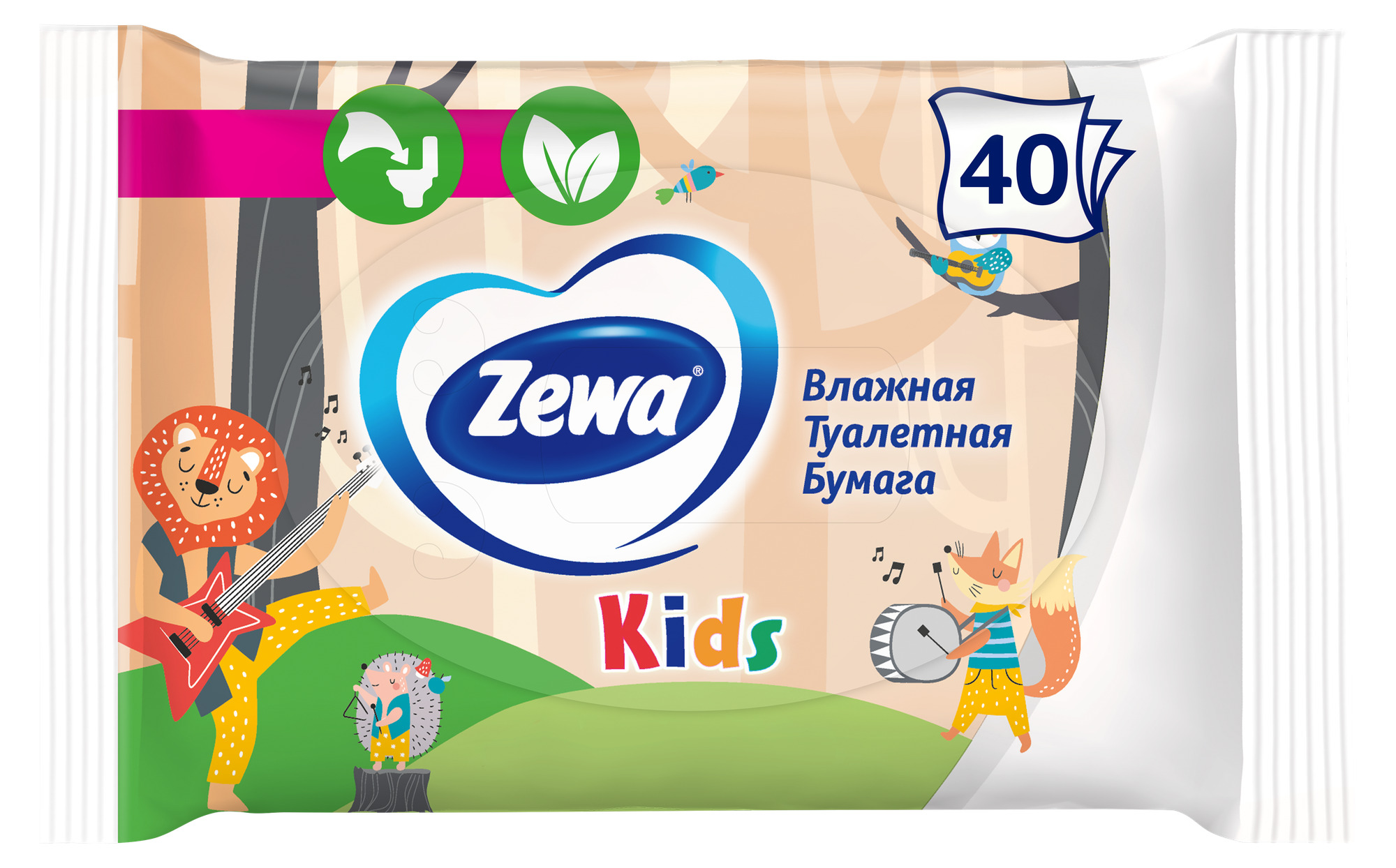 Бумага туалетная влажная Zewa Kids, 42 шт.