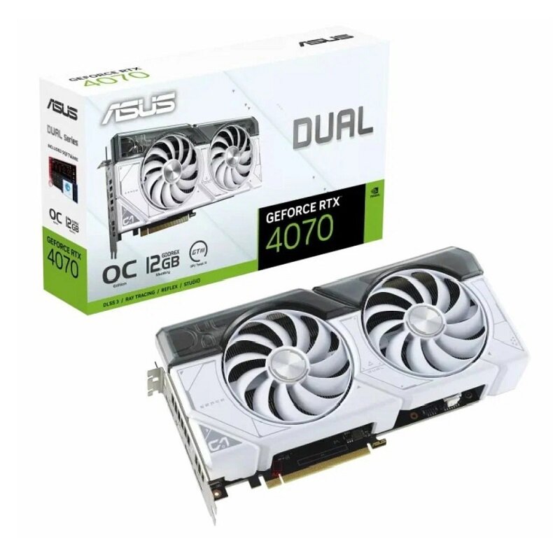 Видеокарта Asus PCI-E 4.0 NVIDIA GeForce RTX 4070 12288Mb 192 GDDR6X DUAL-RTX4070-O12G-WHITE