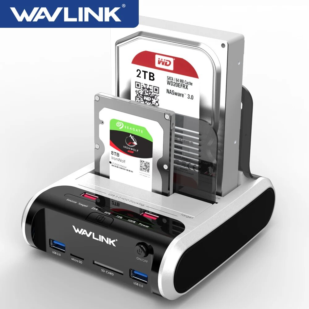 WAVLINK Док-станция 2,5"/3,5" SATA USB 3.0 с клонированием EU plug
