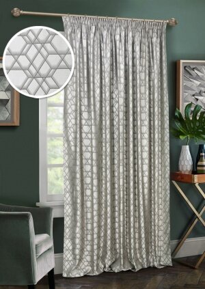 Штора на ленте Almaz 220 x 270 см жаккард серый Kauffort