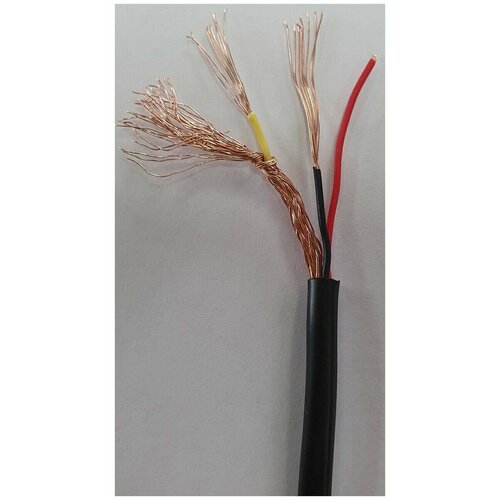 Кабель для систем видеонаблюдения и домофонов комбинированный швэп 3х0,22мм, внешний, 30 метров, черный, УралКабМедь