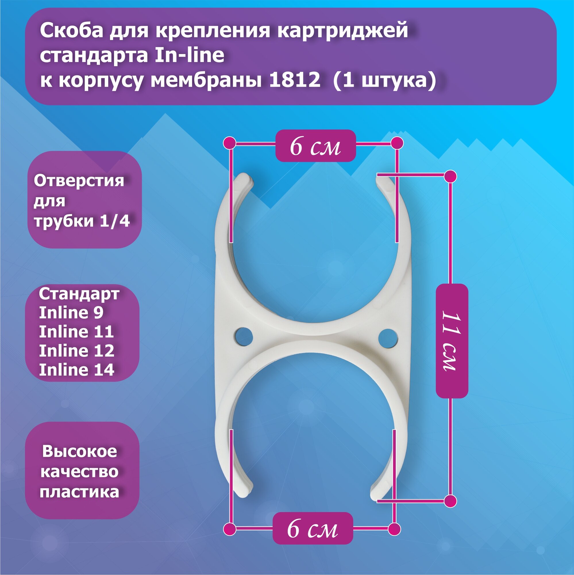 фото Скоба для крепления картриджей стандарта In-line к корпусу мембраны 1812