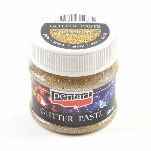 Паста с блестками на водной основе Pentart среднее зерно цвет золото в банке 50мл 745₽