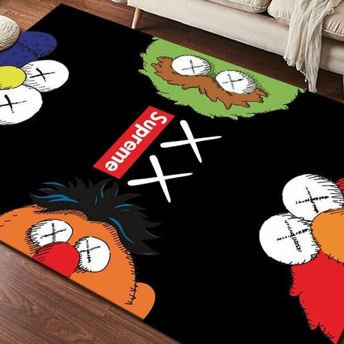 Ковер безворсовый KAWS Companion/Кавс 60x90см. Коврик универсальный, в ванную комнату, в прихожую, противоскользящий