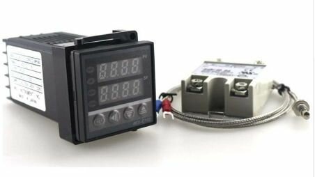 фото Термоконтроллер ПИД регулятор REX-C100FK02-VAN с SSR-40DA и радиатором