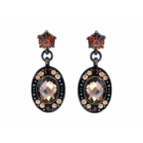 Серьги с подвесками Эстет кристаллы Swarovski кристалл стекло черныйкоричневый 1020₽