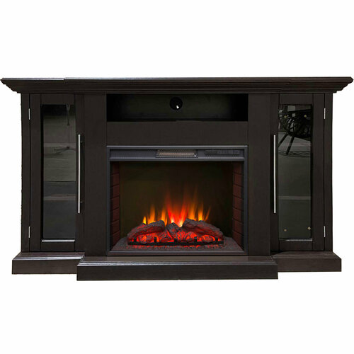 Электрокамин FlameKamin Элтон LUX BL с очагом Sparta 25.5 LED, дверцы с прозрачным стеклом (камин электрический)