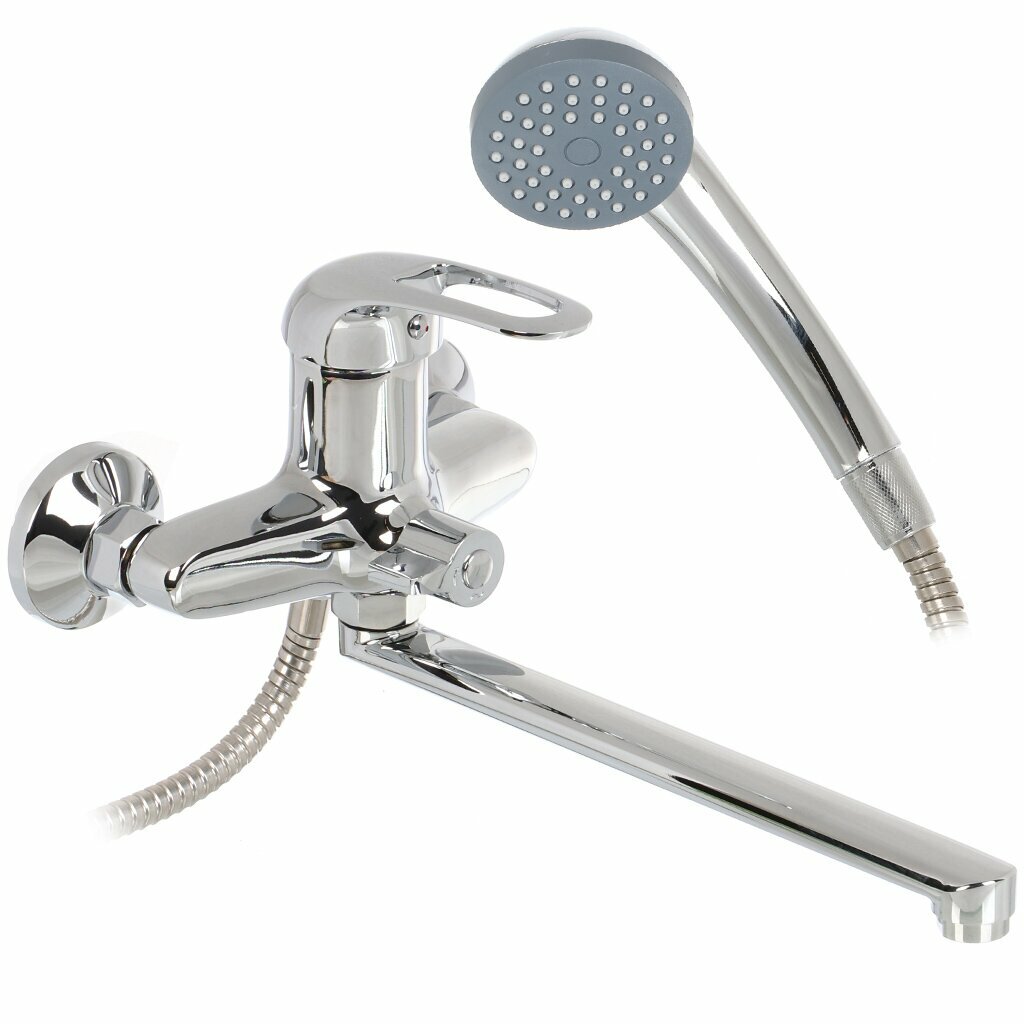 Смеситель для ванны Potato P2228, хром, с лейкой, поворотный излив