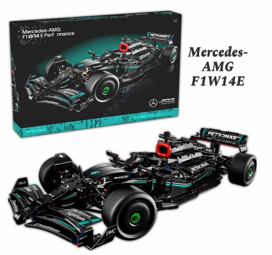 Конструктор Техник. Модель болида "Mercedes AMG F1 W14 E". 1642 детали. Сезон 2023 года (Формула-1)