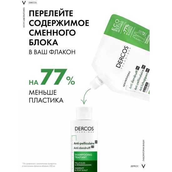 Шампунь-уход против перхоти Vichy Dercos DS для сухих волос, 500 мл (дой-пак) — фото 1