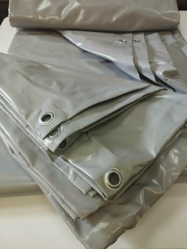 Изображение товара Тент-полог ПВХ с двухсторонним покрытием 4х6 м плотность 600 г/м2 с люверсами, цвет серый