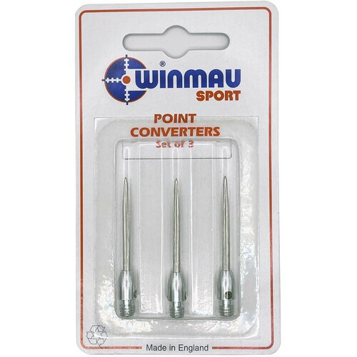 Сменные иглы Winmau Point Converters Aluminium. С Softip на Steeltip. Серебристые иглы. серебристый, черный
