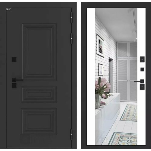 Входная дверь Аляска лайт с внутренней панелью зеркало максимум белый софт, (терморазрыв) размер по коробке 880х2050, правая