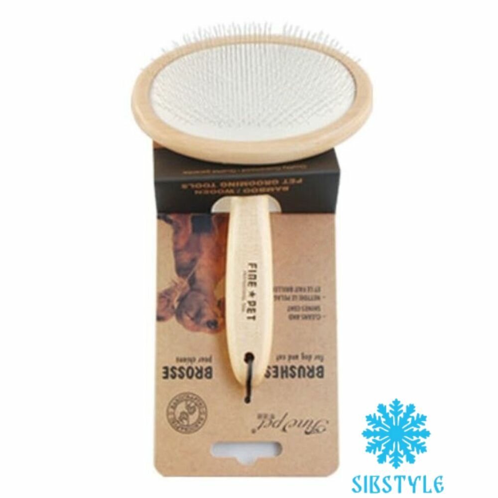 Изображение Пуходерка M для кошек и собак, расческа, щетка, дерево, универсальная, овал (бук)