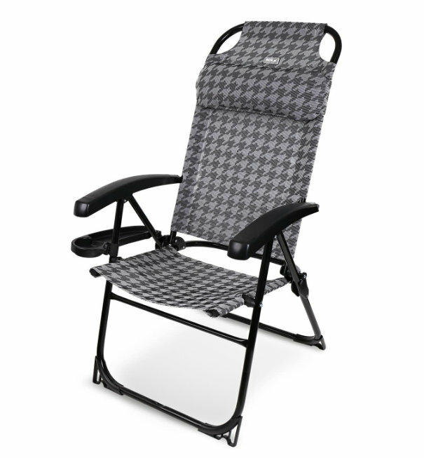 Кресло шезлонг Nika складное с полкой Гусиная лапка КШ2/6 складное с полкой Гусиная лапка НИКА