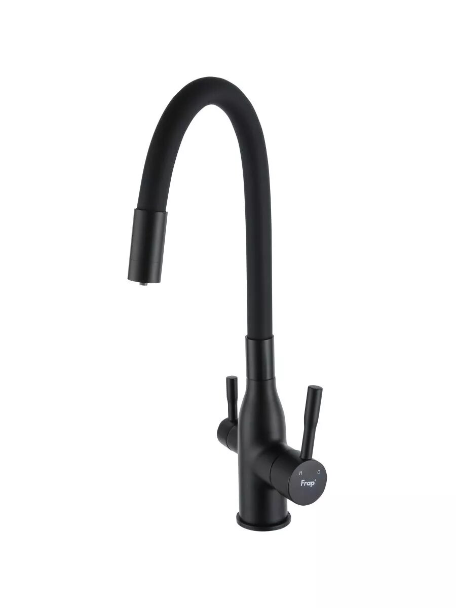Смеситель для кухни Frap F4396-6, однорычажный, поворотный излив, черный