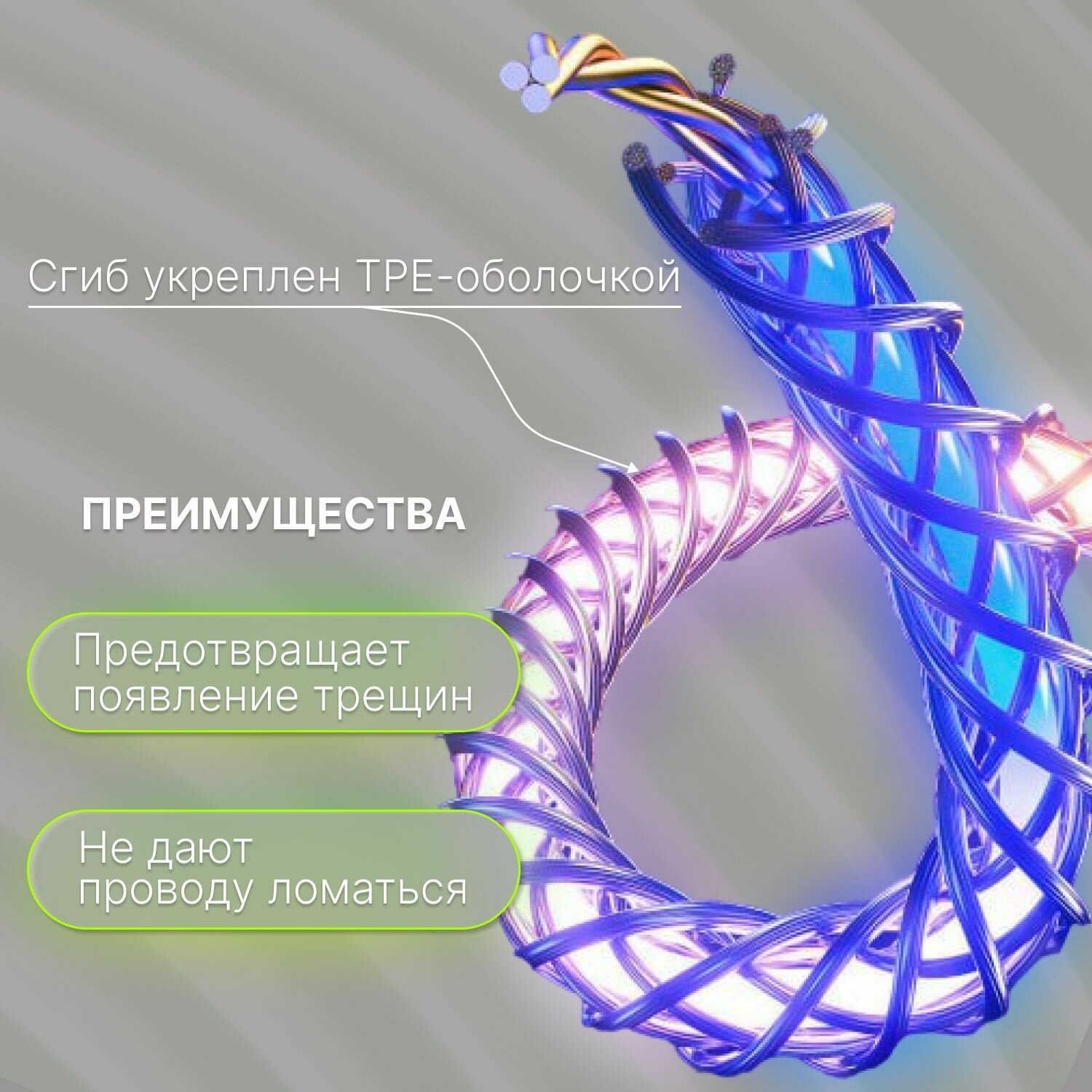 Светящийся Шнур для телефона Type-C-lightning разноцветный/НЕ мерцающий — фото 1