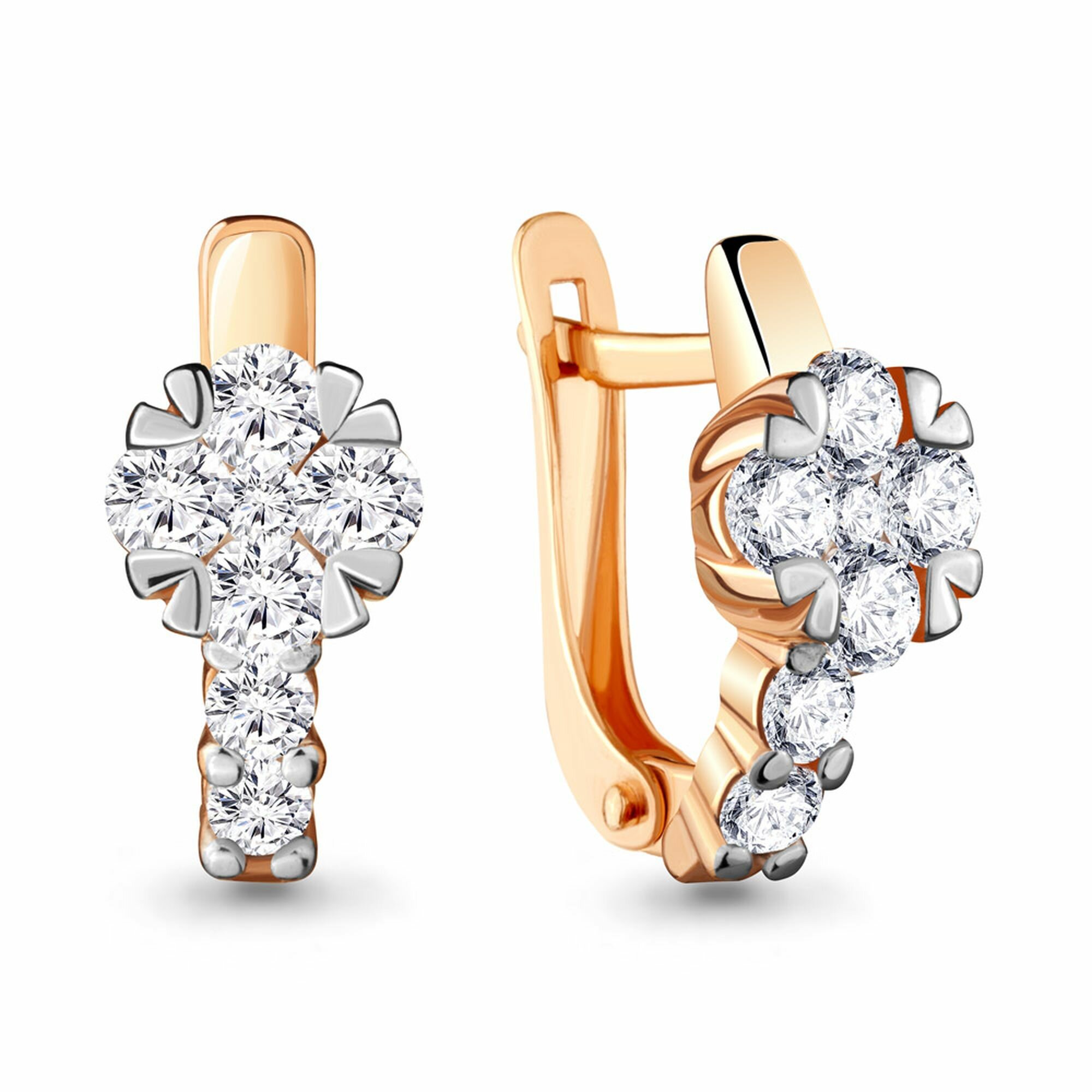 Серьги Diamant online, серебро, 925 проба, золочение, фианит